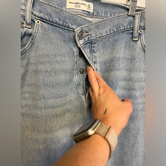 Abercrombie & Fitch Curve Love Crossover Dad High Rise Straight Leg Jeans Sz 16 - Picture 9 of 10